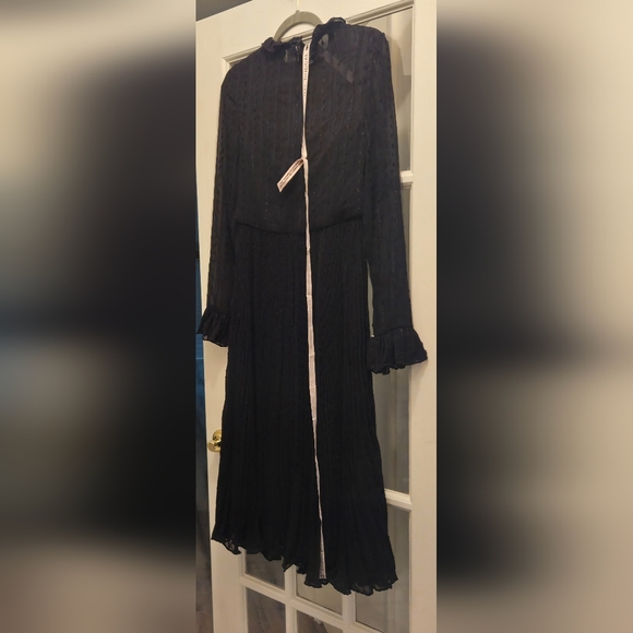 Ieena for Mac Duggal Black Embroidered Long Sleeve Ruffle Dress - Picture 10 of 10